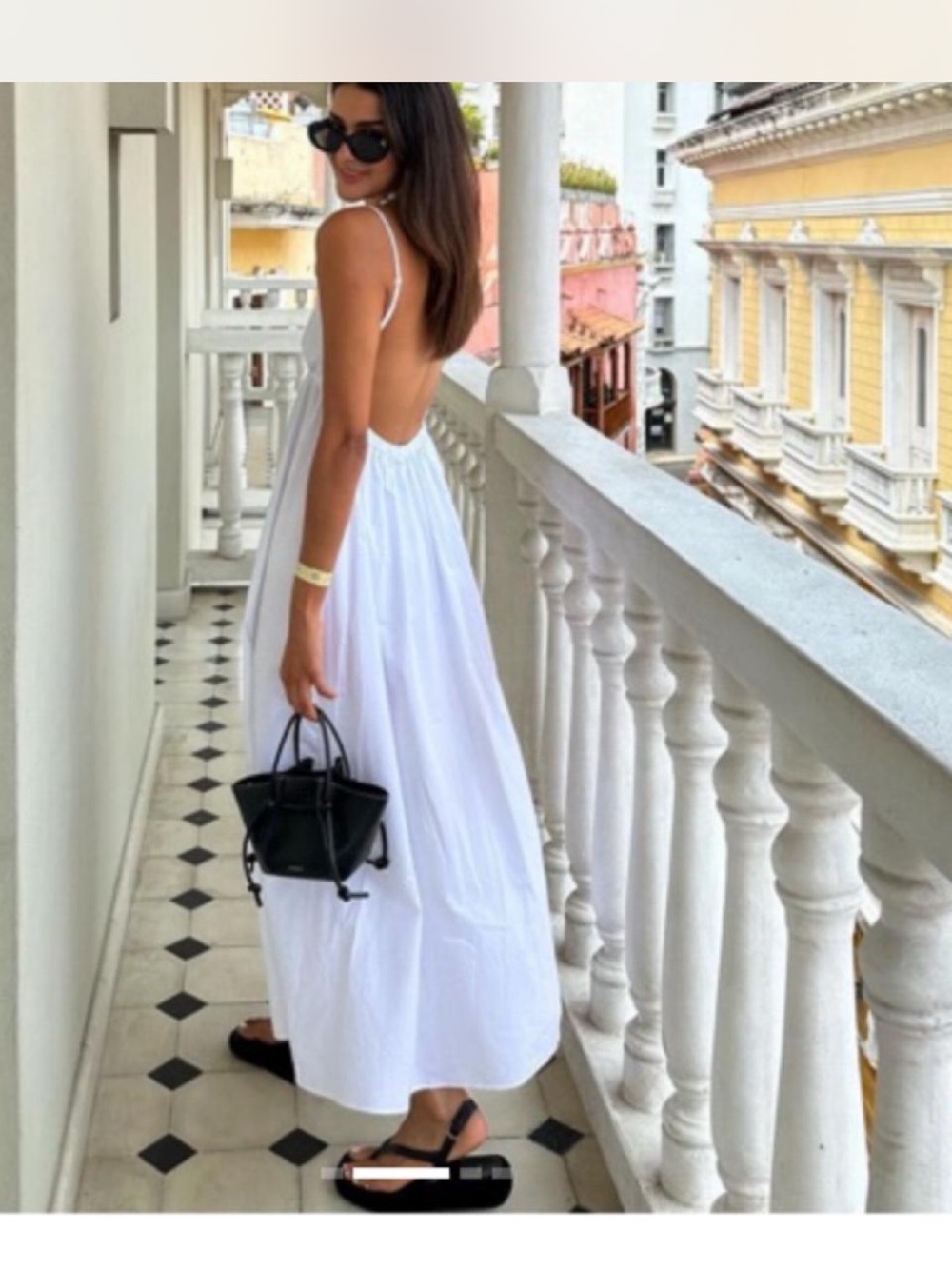 Zara White Backless Maxi Dress with Thin Straps